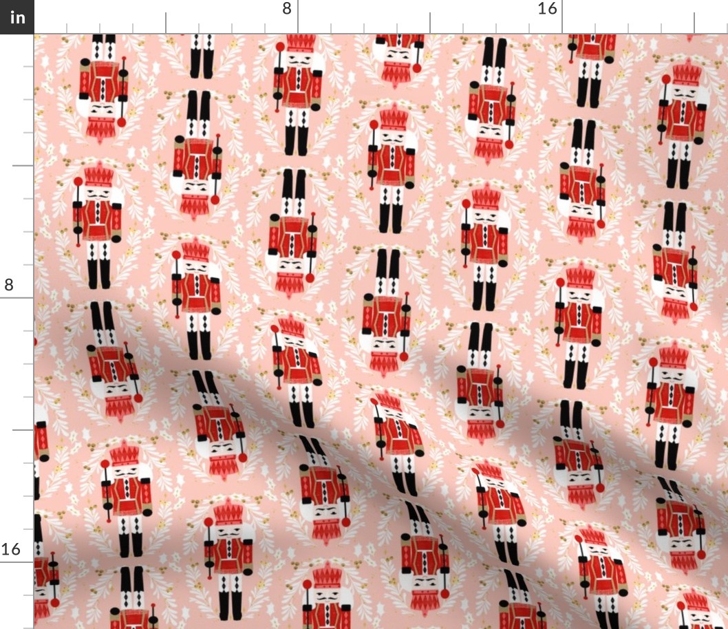 nutcracker fabric // pink and red nutcrackers holiday xmas christmas fabric christmas andrea lauren christmas fabric 