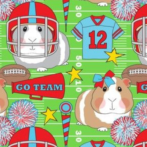 large cheerleader and football guinea pigs