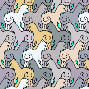 Happy Cats on Teal