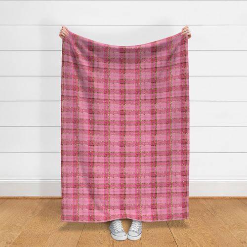 Pink and Gold Glitter Plaid Tartan 12”