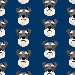 schnauzer head fabric dog head fabric dogs pets pet fabric - navy