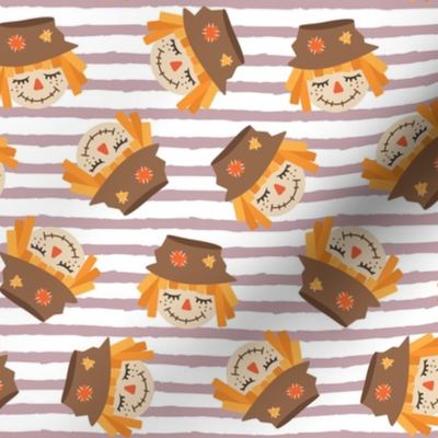 Cute Scarecrows - toss - mauve stripes - fall - LAD19