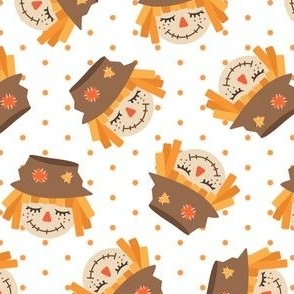 Cute Scarecrows - orange polka dots - fall - LAD19