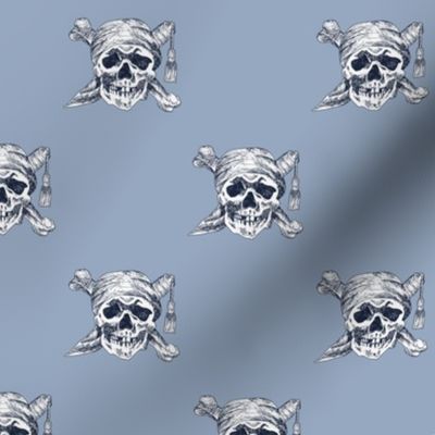 pirate skulls - light blue