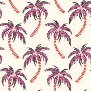 pink palms on cream background