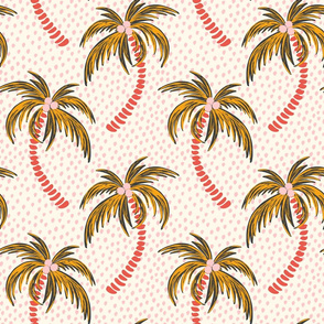 orange palms - blush dotted background