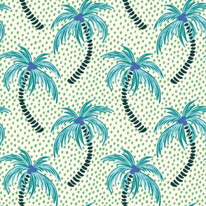 tropical palms - green dotted background