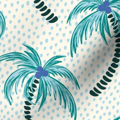 tropical palms - light blue dotted background