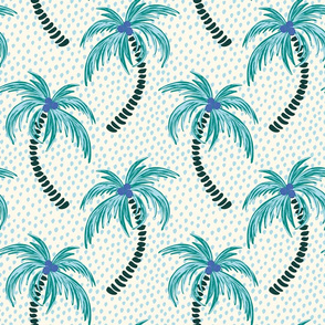 tropical palms - light blue dotted background