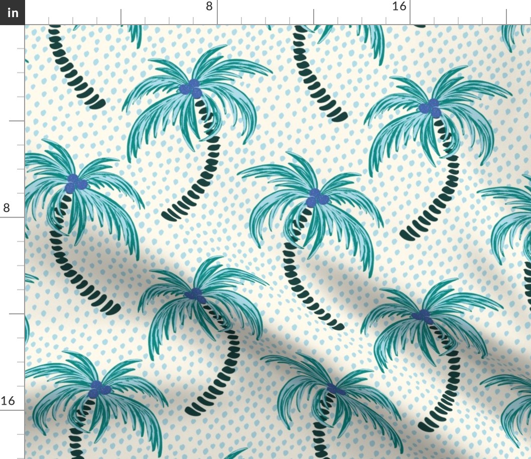 tropical palms - light blue dotted background