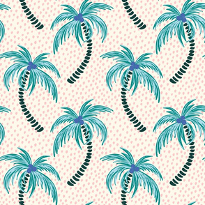 tropical palms - blush dotted background