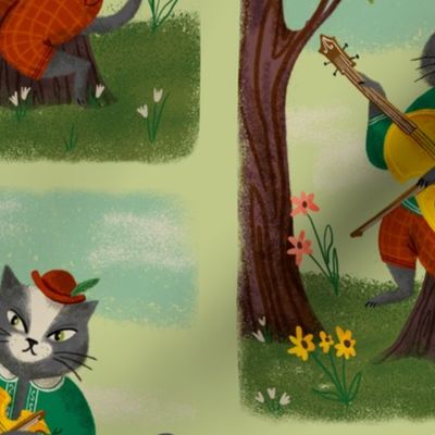 The Cat and the Fiddle ~ on Soft Green