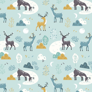 Good Night Deer mint gold SMALL