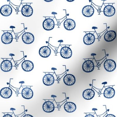 Bikes in Royal Delft blue watercolors (no tulips)