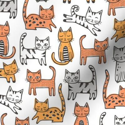 Cats with Stripes Orange on white