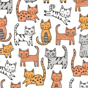 Cats with Stripes Orange on white