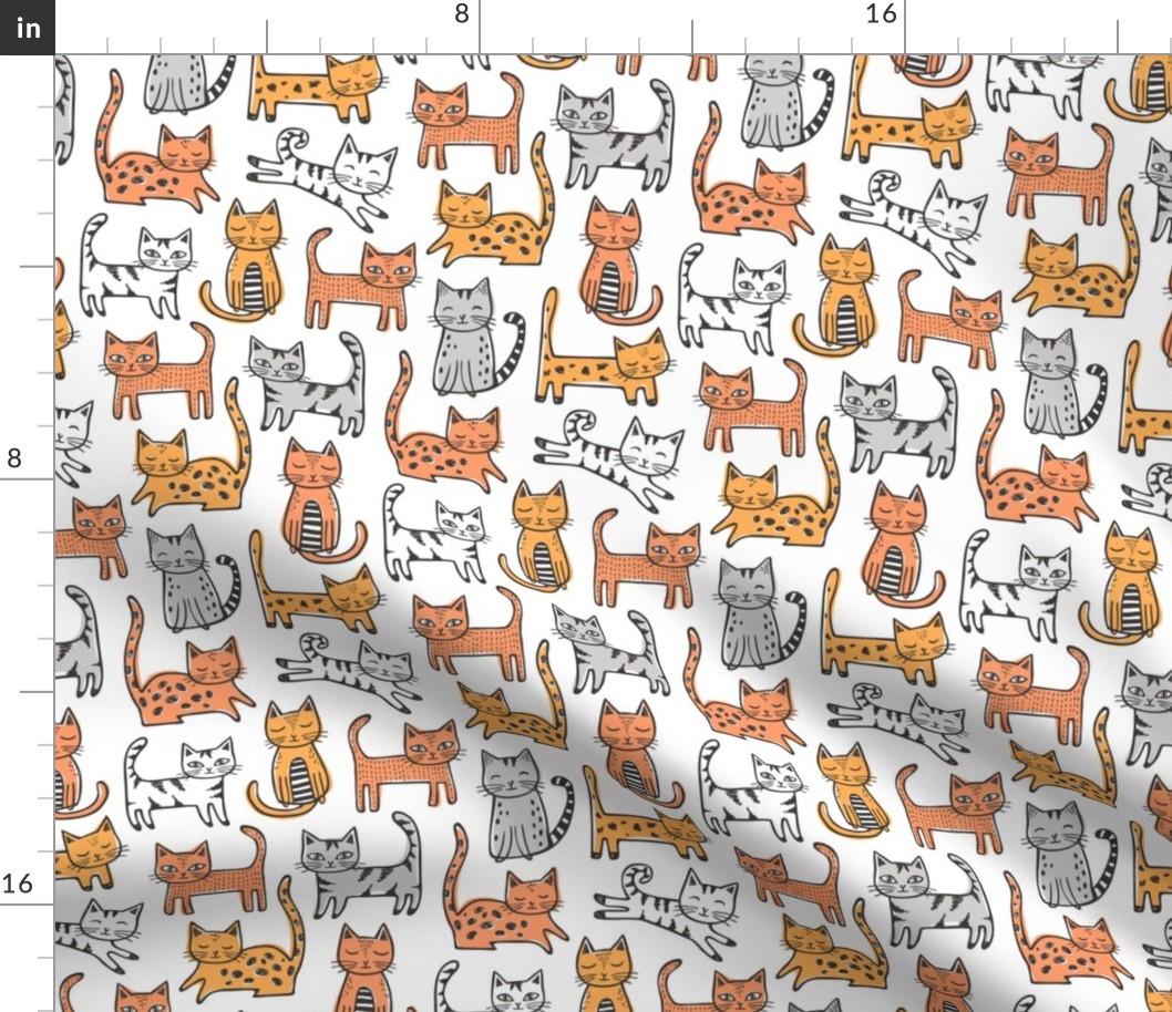 Cats with Stripes Orange on white