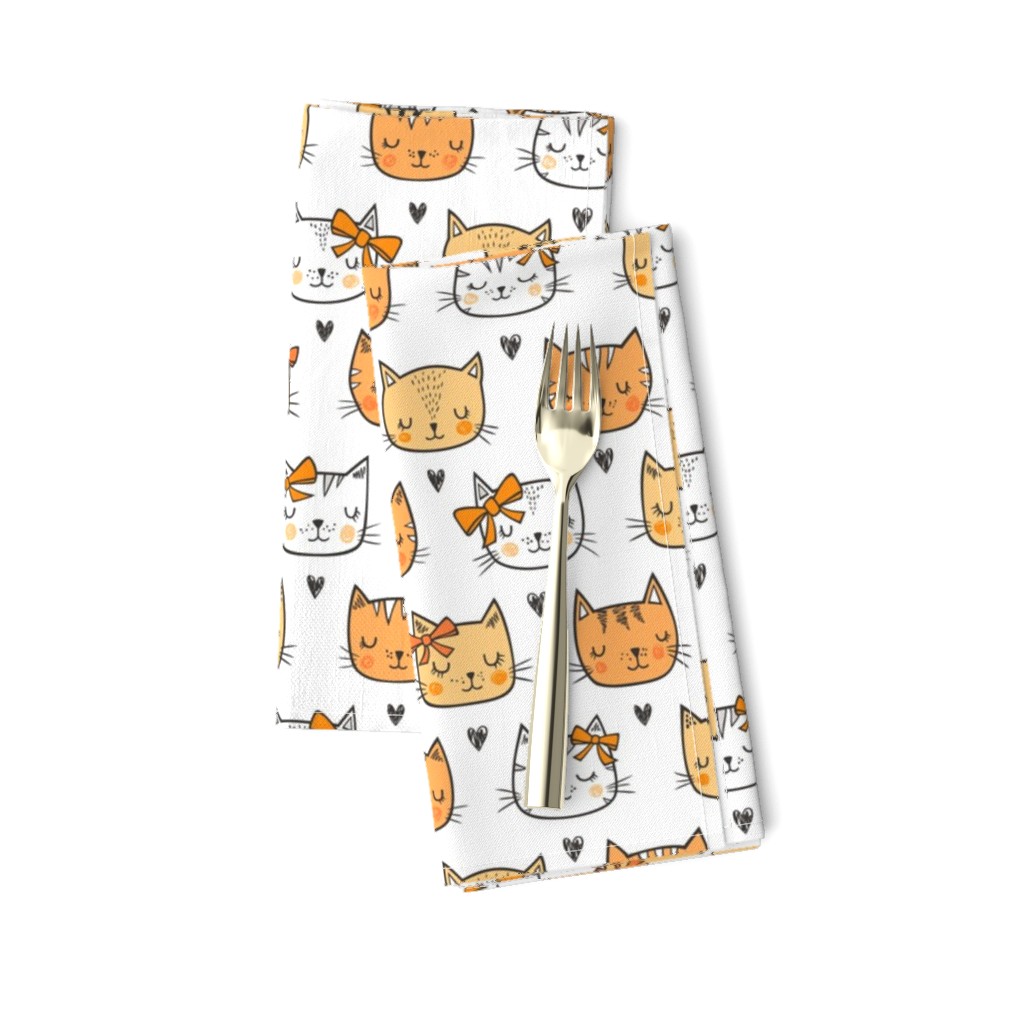 Orange Cat Cats  Faces with Bows and Hearts