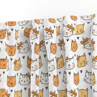 Orange Cat Cats  Faces with Bows and Hearts