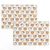 Orange Cat Cats  Faces with Bows and Hearts