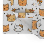 Orange Cat Cats  Faces with Bows and Hearts