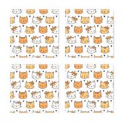 Orange Cat Cats  Faces with Bows and Hearts