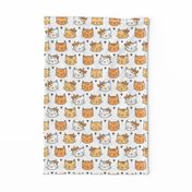 Orange Cat Cats  Faces with Bows and Hearts