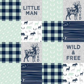 Little Man/Wild & Free/So deerly loved -  mint Plaid  C19BS