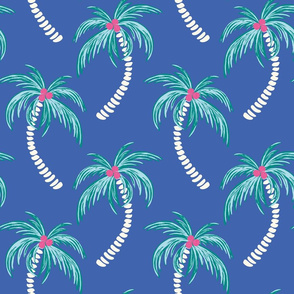 tropical palms on bright blue background