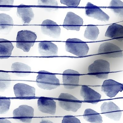 Indigo spots and lines • watercolor stains