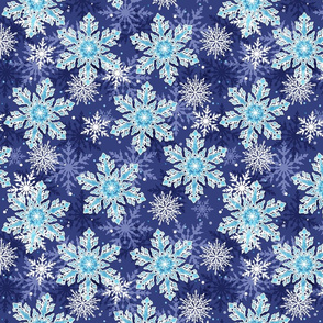 Navy Blue Aqua Snowflake Pattern