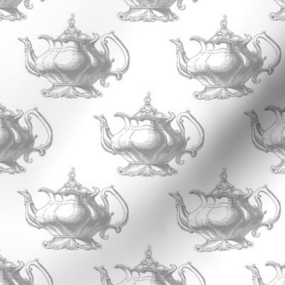 Teapot Vintage Gray on White