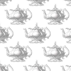 Teapot Vintage Gray on White