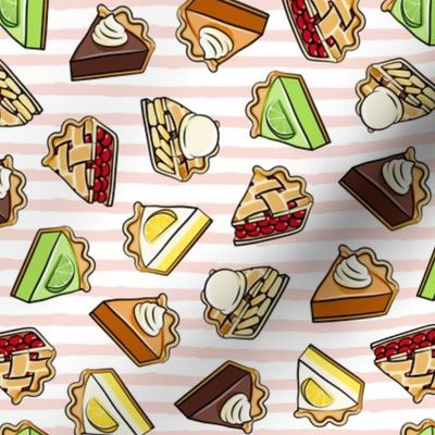 All the pie -  thanksgiving day desserts - pie slice - pink stripes - LAD19