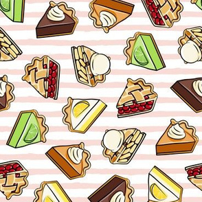 All the pie -  thanksgiving day desserts - pie slice - pink stripes - LAD19