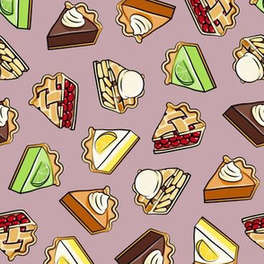 All the pie -  thanksgiving day desserts - pie slice - mauve  - LAD19