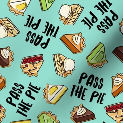 pass the pie - thanksgiving day desserts - pie slice - aqua - LAD19