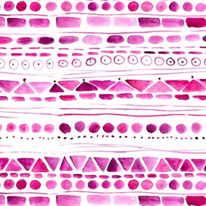 Pink aztec • watercolor abstract tribal pattern