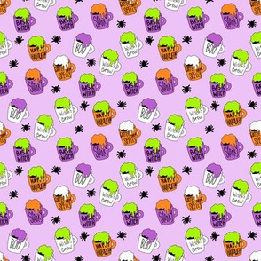 SMALL - Witches coffee - halloween coffee, basic witch, cute fabric,  halloween fabric, holiday fabric, seasonal fabric - lavender