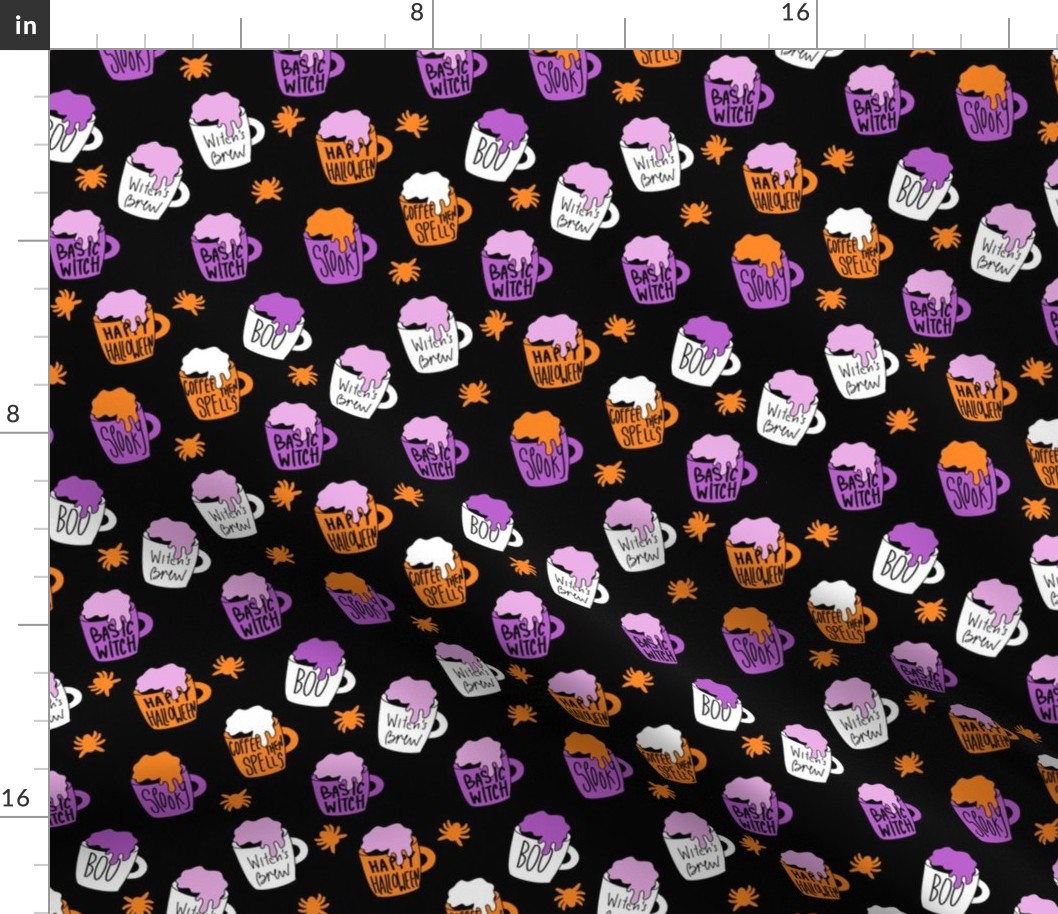 witches brew - witch coffee, halloween, pumpkin spice fabric, witch fabric