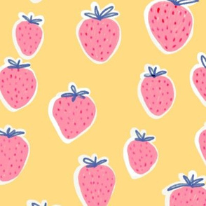 strawberries in pink with yellow
