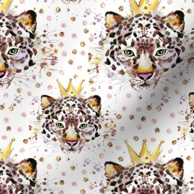 Cheetah Kitty Crown glitter Dots
