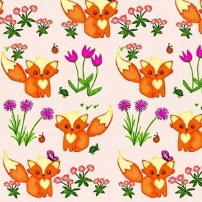 Flutterbies, Flowers & Foxes / soft pink 