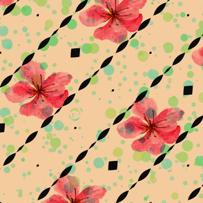 Cherry Blossom with green dots