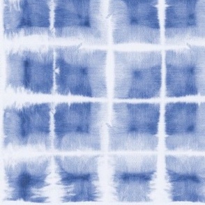 Blue and white squares and stripes Shibori tie-dye