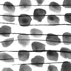Noir watercolor spots and lines • hand made stains in black and white