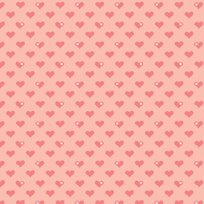 Coral Pink Aloha Love Hearts on Pink