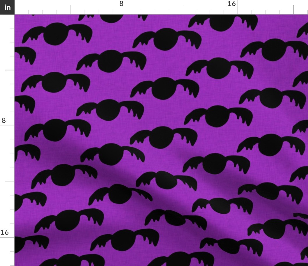 Halloween Cute Bats Silhouette Black-Purple