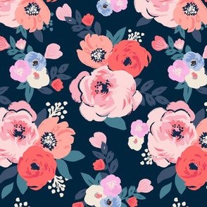 Aurora-floral-more navy