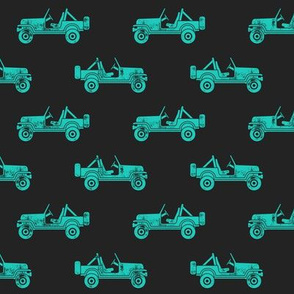 (1" scale) jeeps - blue on grey